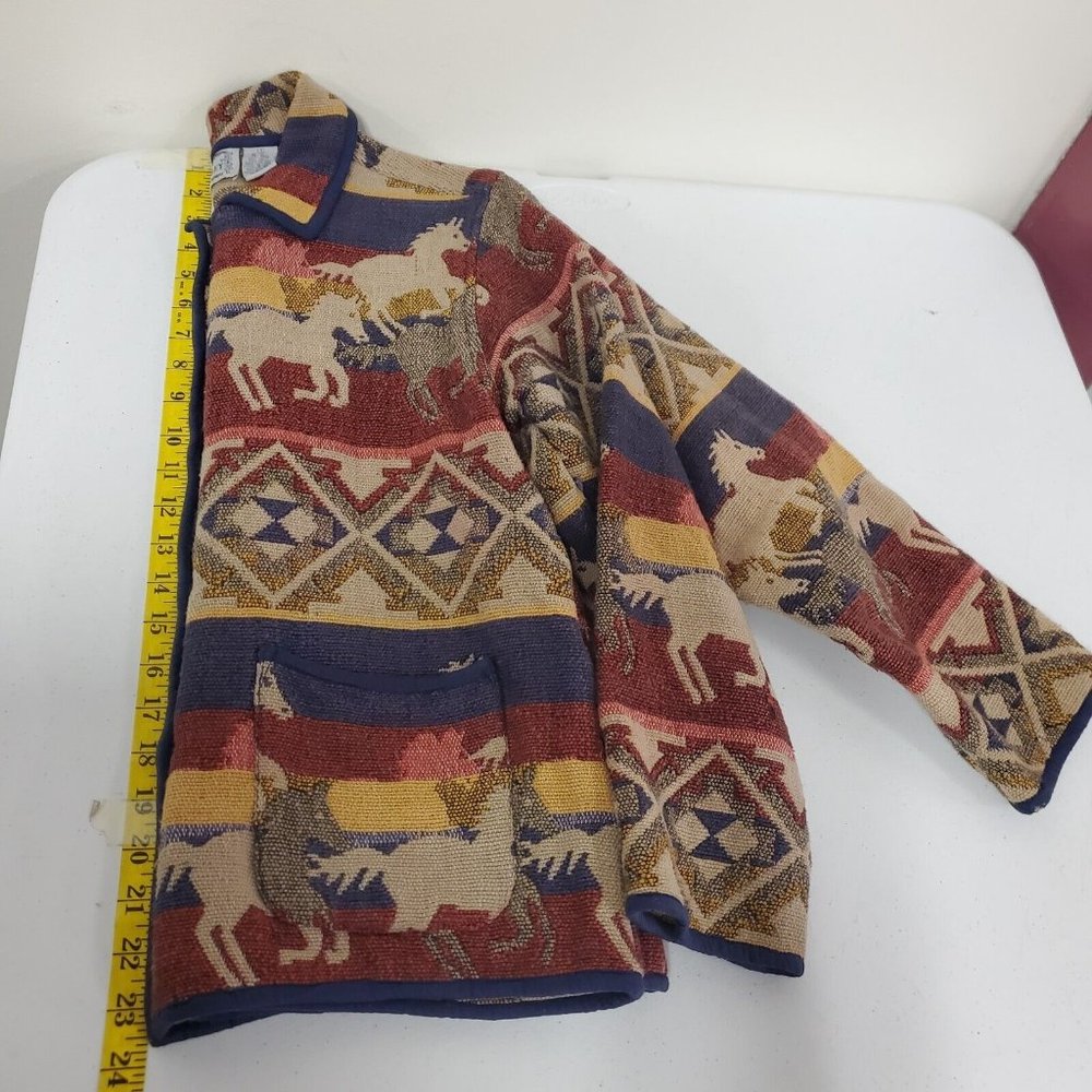 Vintage Jane Ashley Womens Aztec Horse Jacket Size S Multicolor Button Front - Picture 6 of 10